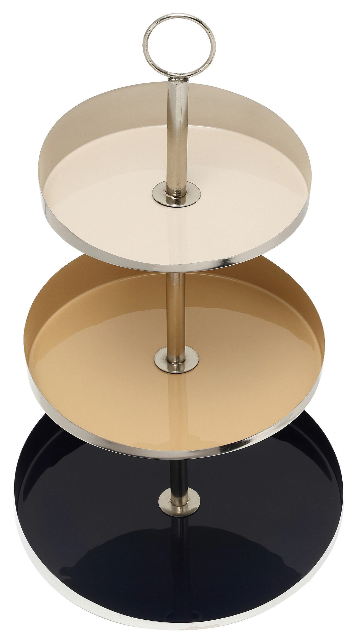 ETAGERE 3-stöckig - Silberfarben/Creme, Trend, Metall (36/60cm) - Kayoom