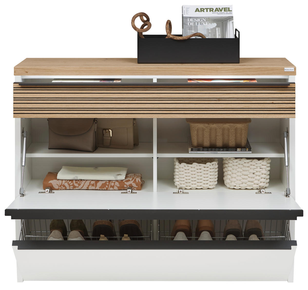 SCHUHKIPPER  in 121/95/31 cm  - Eichefarben/Anthrazit, Design, Holz/Holzwerkstoff (121/95/31cm) - Dieter Knoll