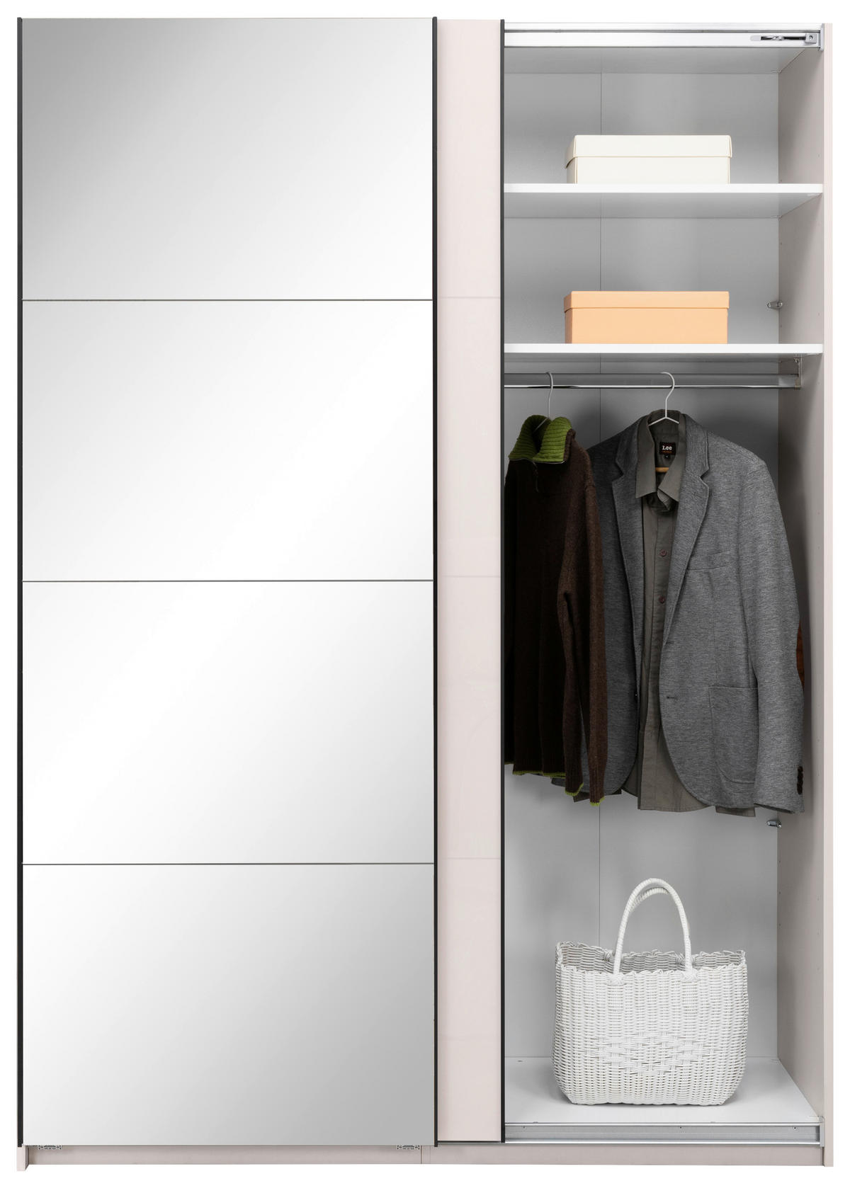 SCHIEBETÜRENSCHRANK 150/210/62 cm 2-türig Kaschmir  - Kaschmir/Schwarz, MODERN, Holzwerkstoff/Metall (150/210/62cm) - MID.YOU