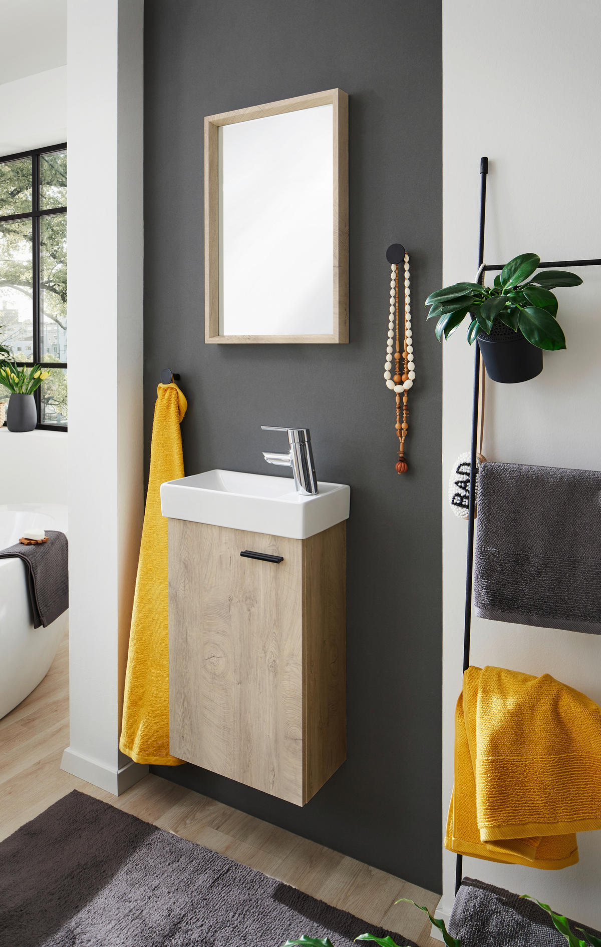 GÄSTEBAD 40 cm  - Eichefarben/Weiß, KONVENTIONELL, Holzwerkstoff (40cm) - home24