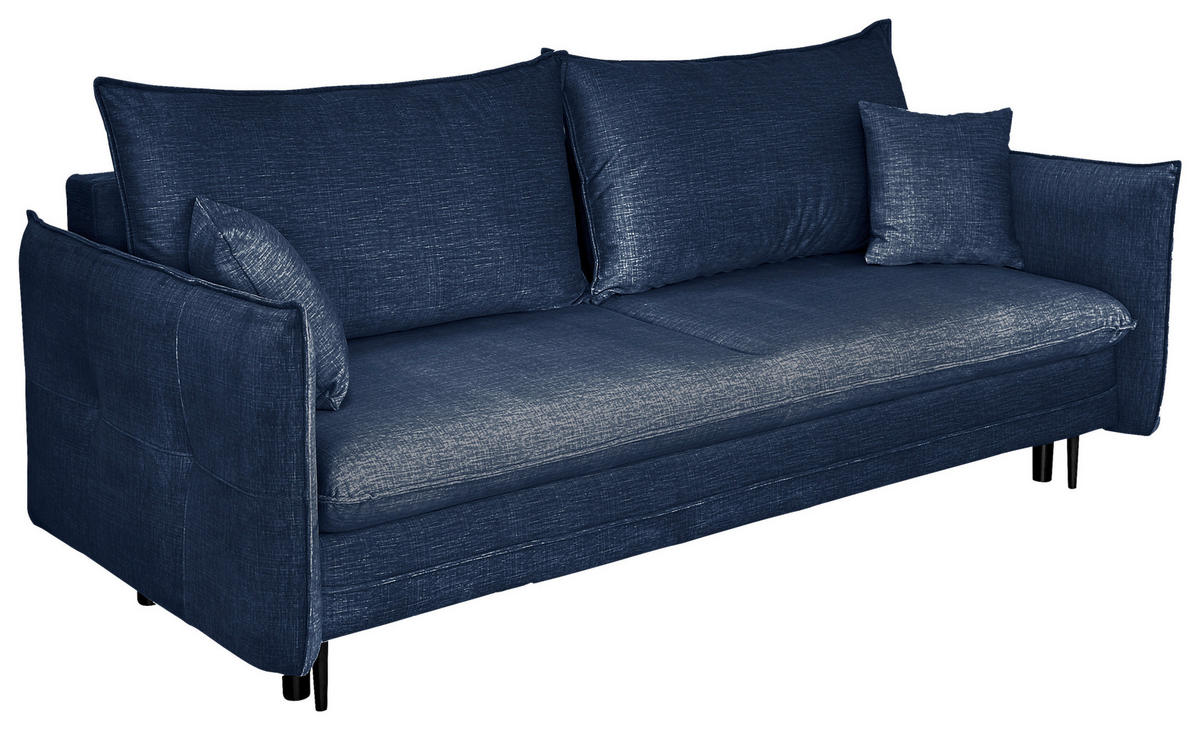 SCHLAFSOFA  mit Liegefunktion Flachgewebe Blau  - Blau/Schwarz, Design, Holz/Kunststoff (216/96/102cm) - MID.YOU