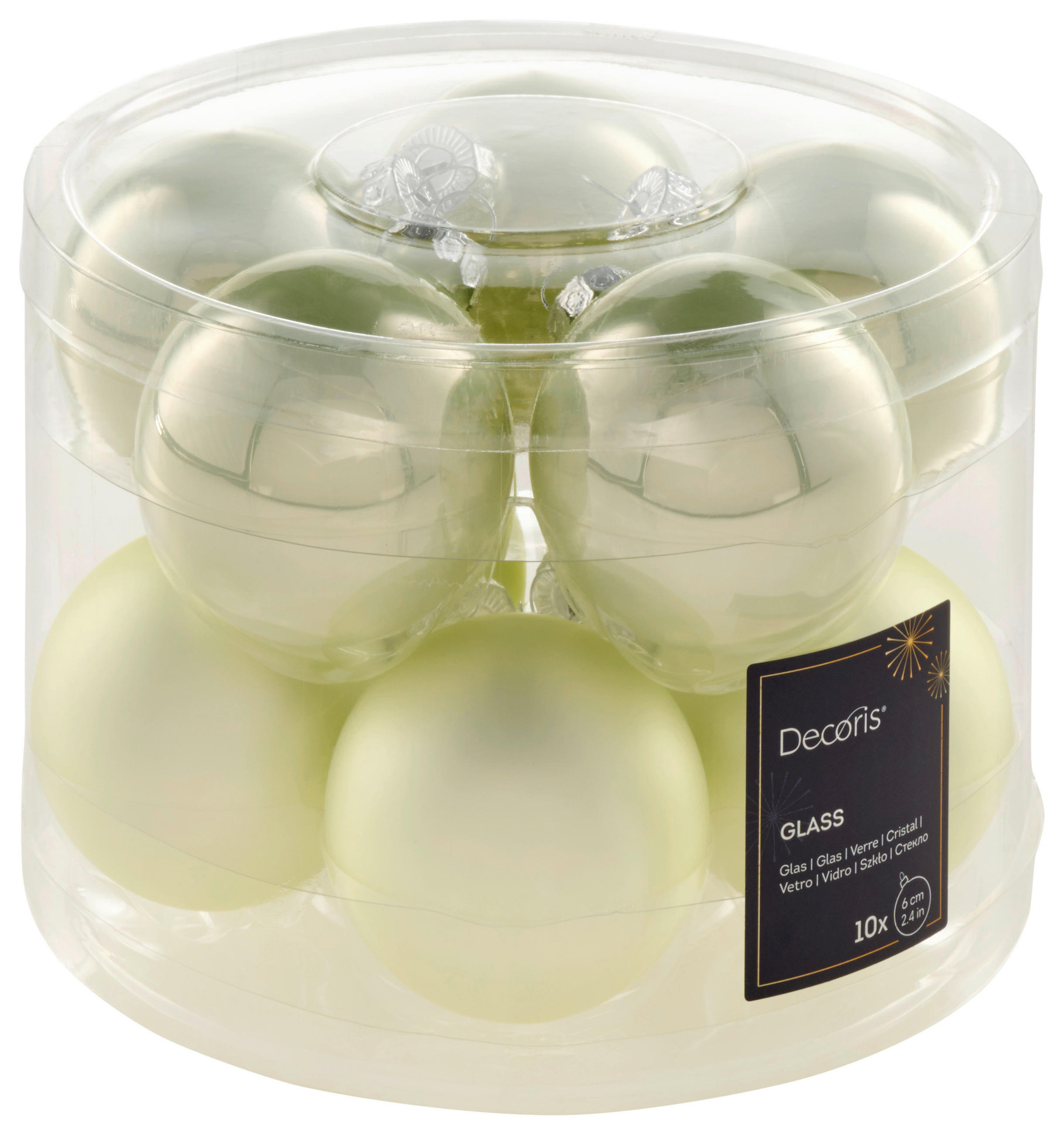 CHRISTBAUMKUGEL-SET 6 cm 10-teilig  - Mintgrün, KONVENTIONELL, Glas (6cm)