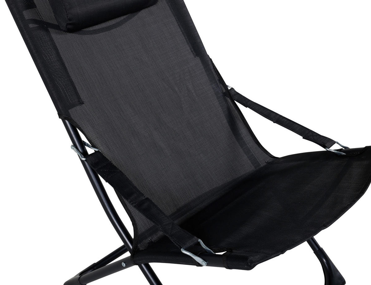 STRANDSTUHL Stahl Schwarz  - Schwarz, KONVENTIONELL, Textil/Metall (63/89/84cm) - Gardenson