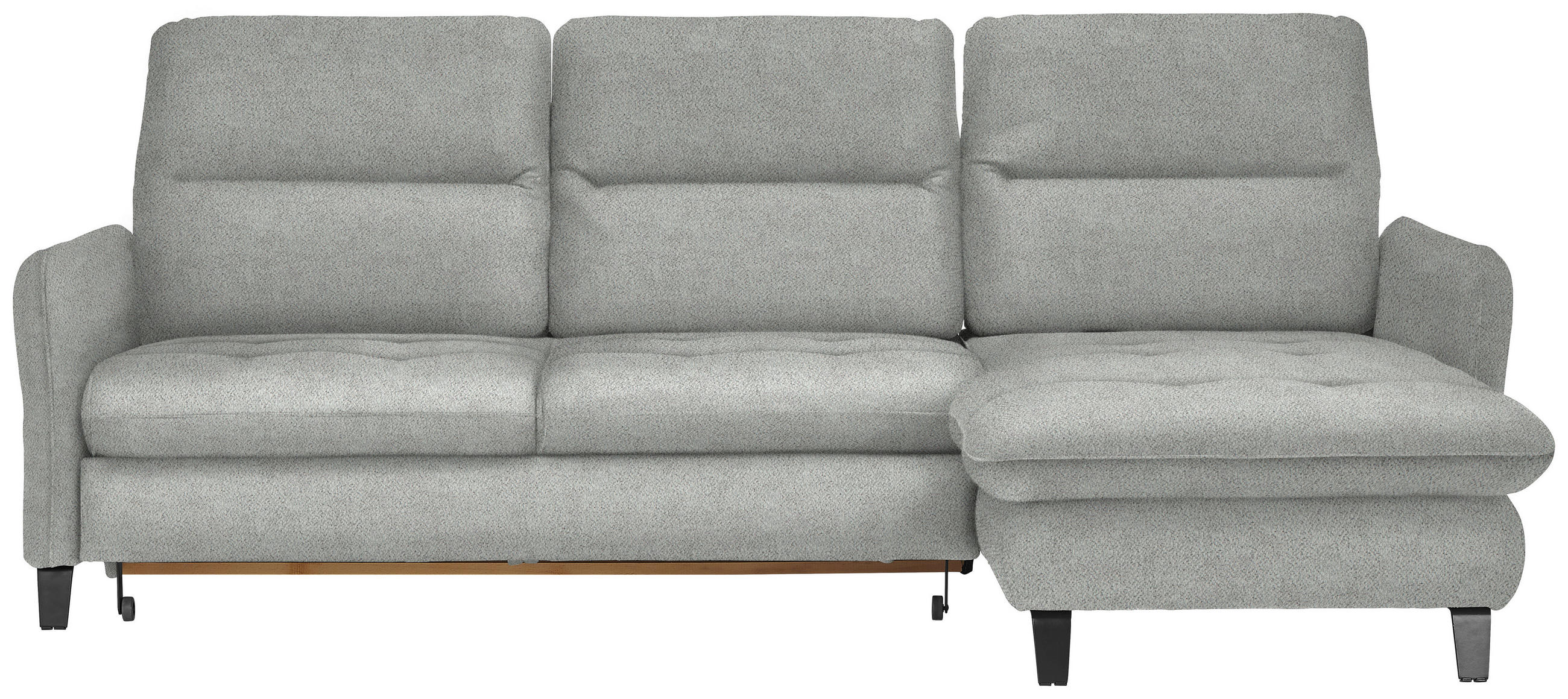 ECKSOFA Hellgrau Flachgewebe  - Hellgrau/Schwarz, KONVENTIONELL, Textil/Metall (254/190cm) - Livetastic