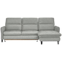 ECKSOFA Hellgrau Flachgewebe  - Hellgrau/Schwarz, KONVENTIONELL, Textil/Metall (254/190cm) - Livetastic