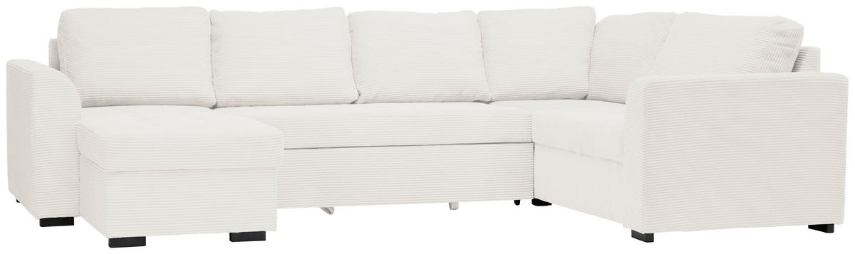 WOHNLANDSCHAFT in Cord, Velours Weiss  - Weiss/Schwarz, Design, Kunststoff/Textil (160/311/205cm) - Xora