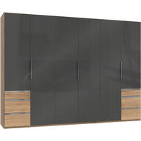 DREHTÜRENSCHRANK in Grau, Eichefarben  - Chromfarben/Eichefarben, Modern, Glas/Holzwerkstoff (300/216/58cm) - MID.YOU