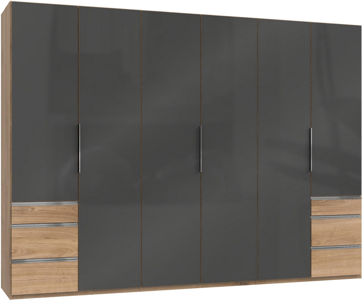 DREHTÜRENSCHRANK in Grau, Eichefarben  - Chromfarben/Eichefarben, Modern, Glas/Holzwerkstoff (300/216/58cm) - MID.YOU