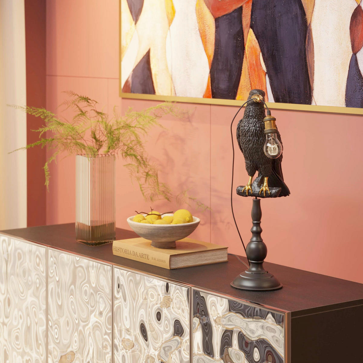 TISCHLEUCHTE Animal Sitt 16/61/29 cm 16/61/29 cm  - Goldfarben/Schwarz, Design, Kunststoff/Metall (16/61/29cm) - Kare-Design