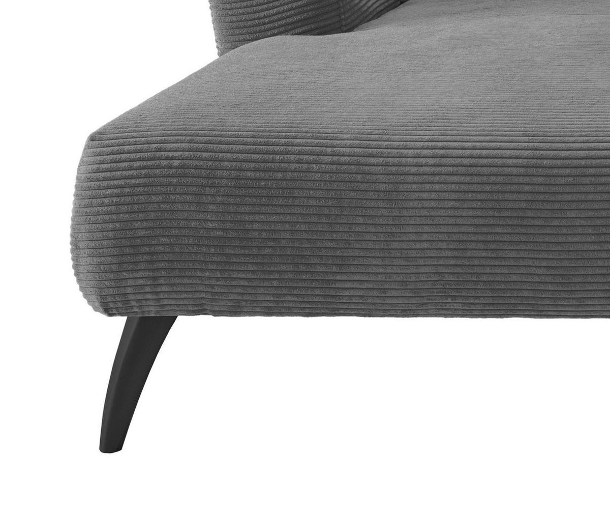 ECKSOFA in Cord Grau  - Schwarz/Grau, Modern, Holz/Textil (160/264cm) - MID.YOU