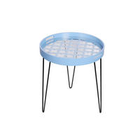 ODKLÁDACÍ STOLEK, modrá - modrá/černá, Basics, kov/kompozitní dřevo (50/50/40cm)