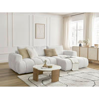 ECKSCHLAFSOFA FUJI Bouclé Weiß  inkl.  - Schwarz/Weiß, MODERN, Kunststoff/Textil (292/160cm)