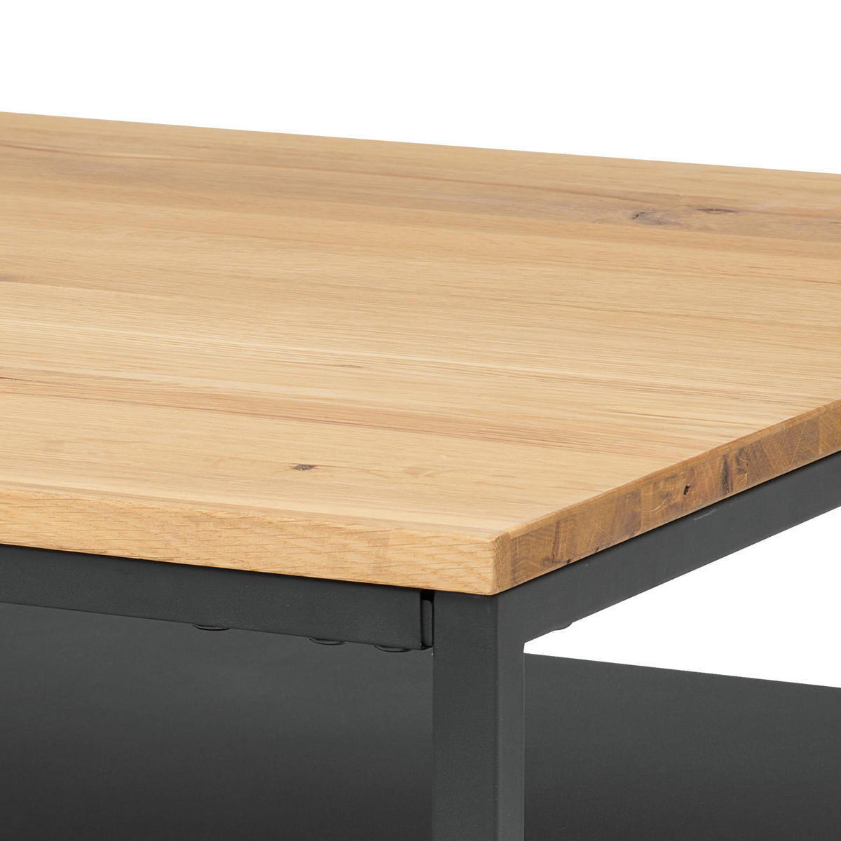 COUCHTISCH Eiche massiv quadratisch Naturfarben, Schwarz  - Schwarz/Naturfarben, MODERN, Holz/Holzwerkstoff (70/44/70cm) - Livetastic