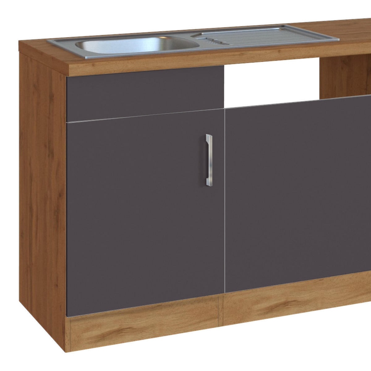 KÜCHENLEERBLOCK 270 cm   in Anthrazit  - Eichefarben/Anthrazit, MODERN, Holzwerkstoff (270cm) - Held