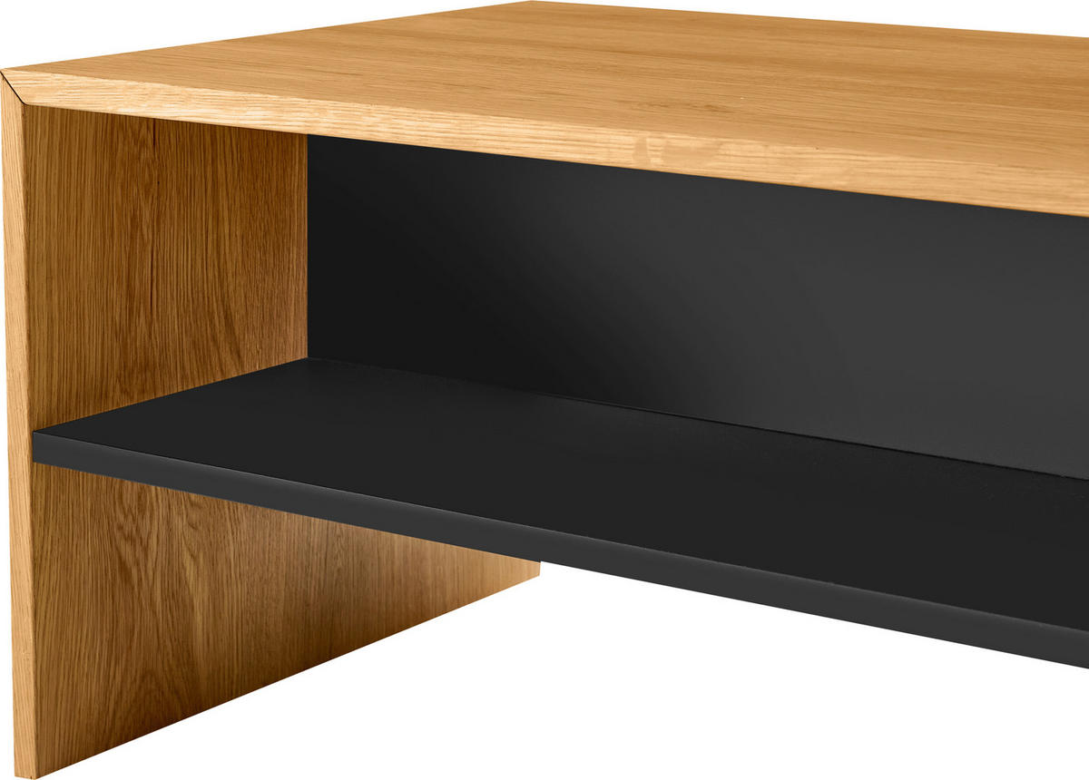 COUCHTISCH Eiche furniert 90/55/42,5 cm rechteckig Schwarz, Eichefarben  - Eichefarben/Schwarz, Design, Holz/Holzwerkstoff (90/55/42,5cm) - Carryhome