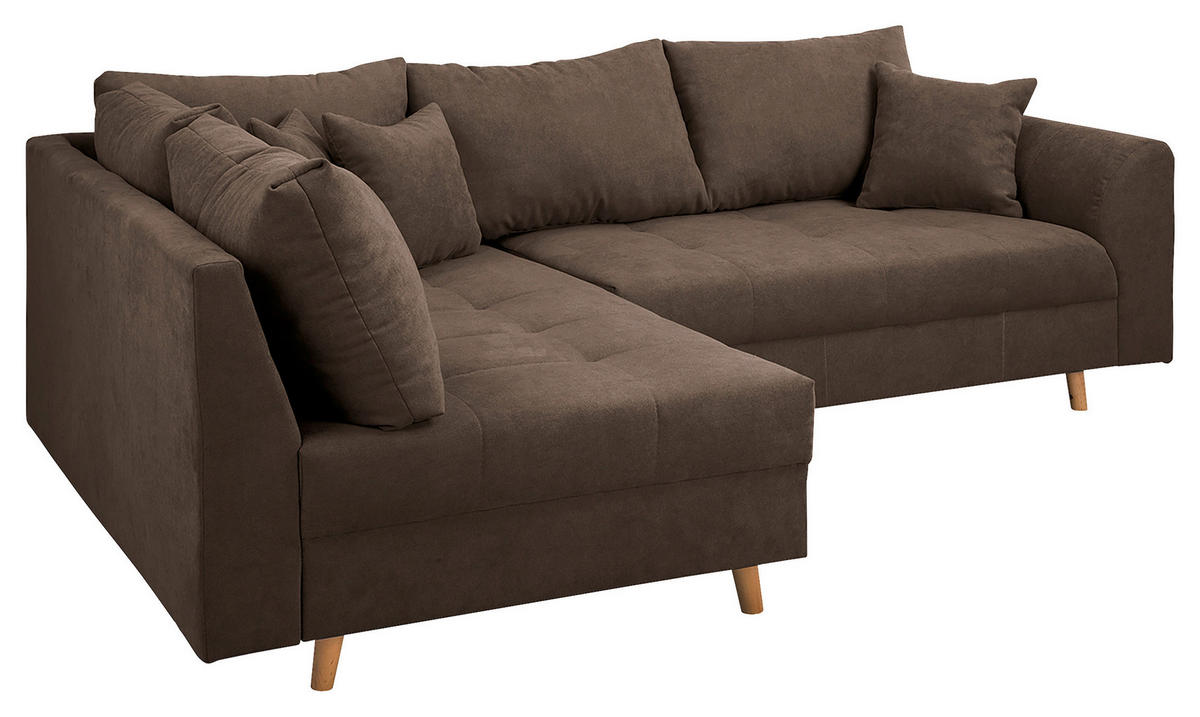 ECKSOFA Ariella Schlammfarben Mikrofaser  - Schlammfarben/Naturfarben, Design, Holz/Textil (161/231cm) - Livetastic