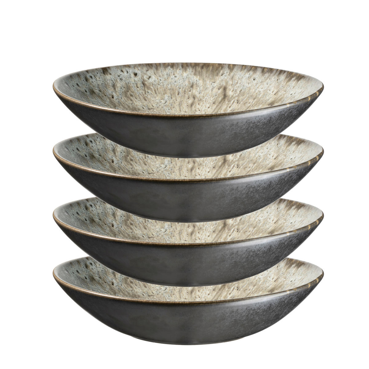 SUPPENTELLERSET Grau 4-teilig Steinzeug CARELLIA  - Grau, Basics, Keramik (22,5/5cm) - Mäser