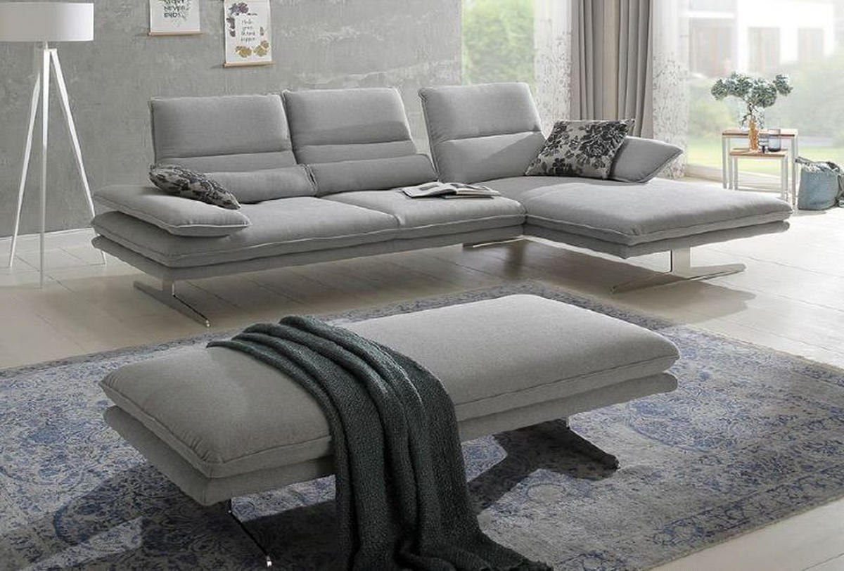 ECKSOFA in Mikrofaser Grau  - Schwarz/Grau, Design, Textil/Metall (284/224cm) - Chilliano