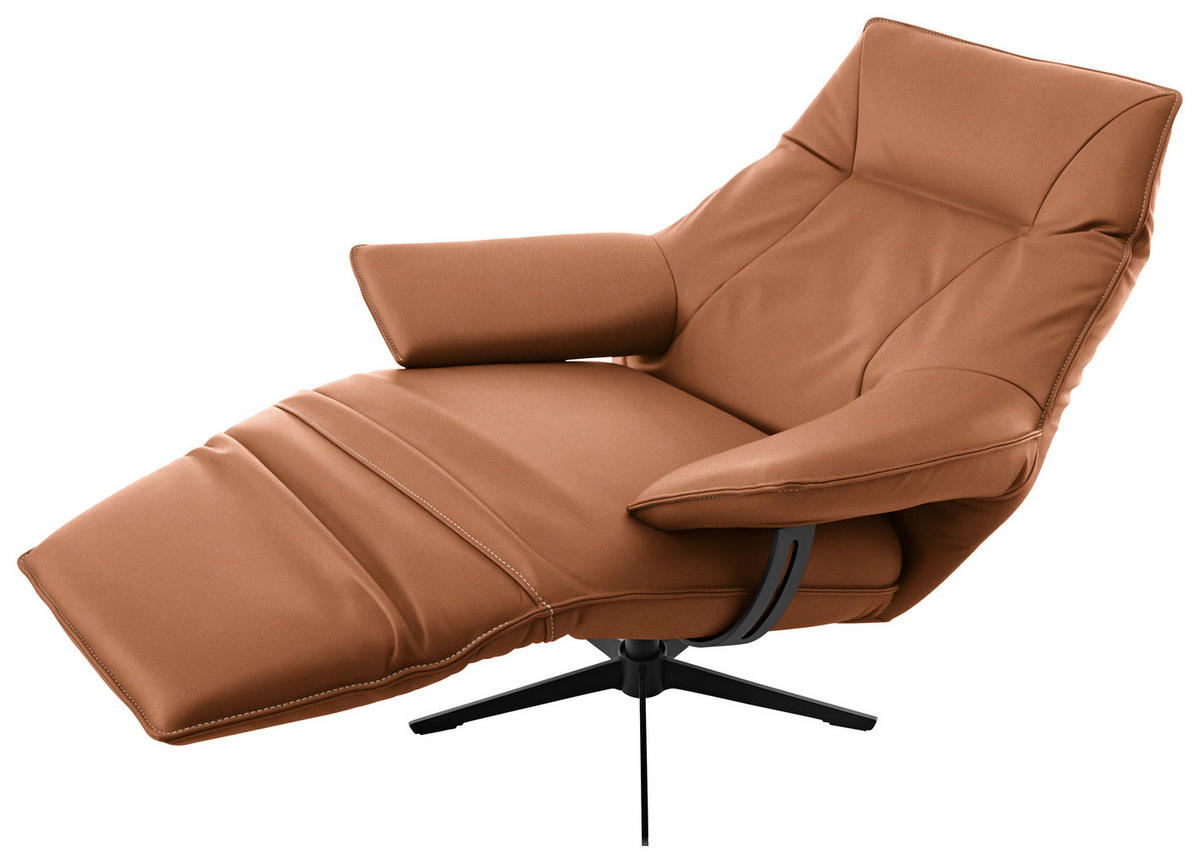 RELAXSESSEL in Leder Cognac  - Cognac/Beige, Design, Leder/Metall (92/79/82cm) - Dieter Knoll