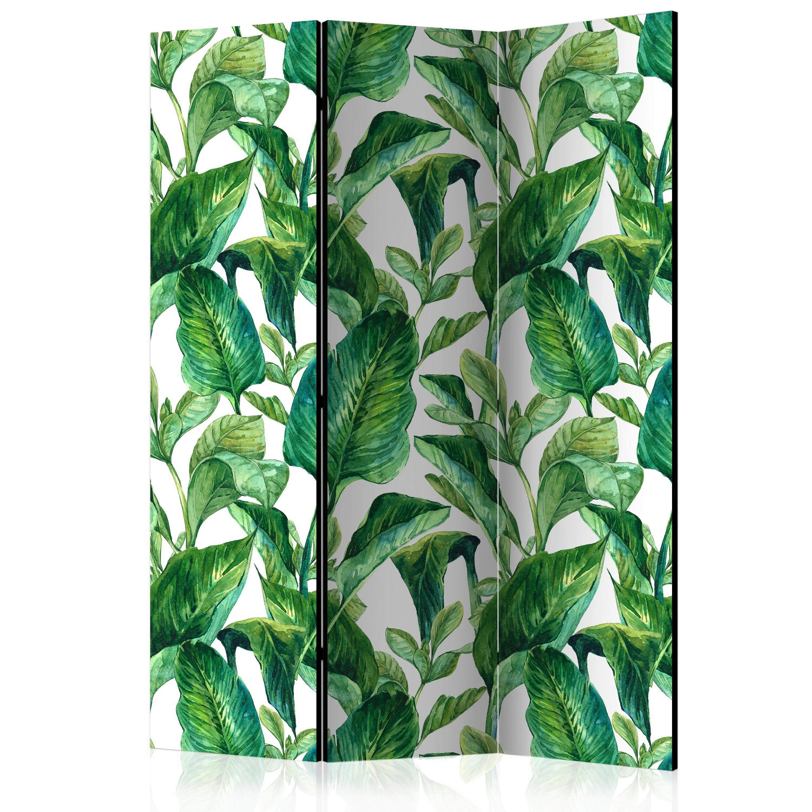 PARAVENT mit 3  Flügel - Weiß/Grün, Basics, Holz/Textil (135/172/3cm) - artgeist