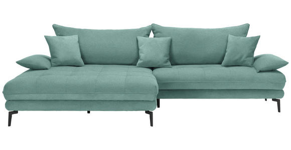 ECKSOFA in Mikrofaser Mintgrün  - Schwarz/Mintgrün, MODERN, Textil/Metall (173/297cm) - Carryhome