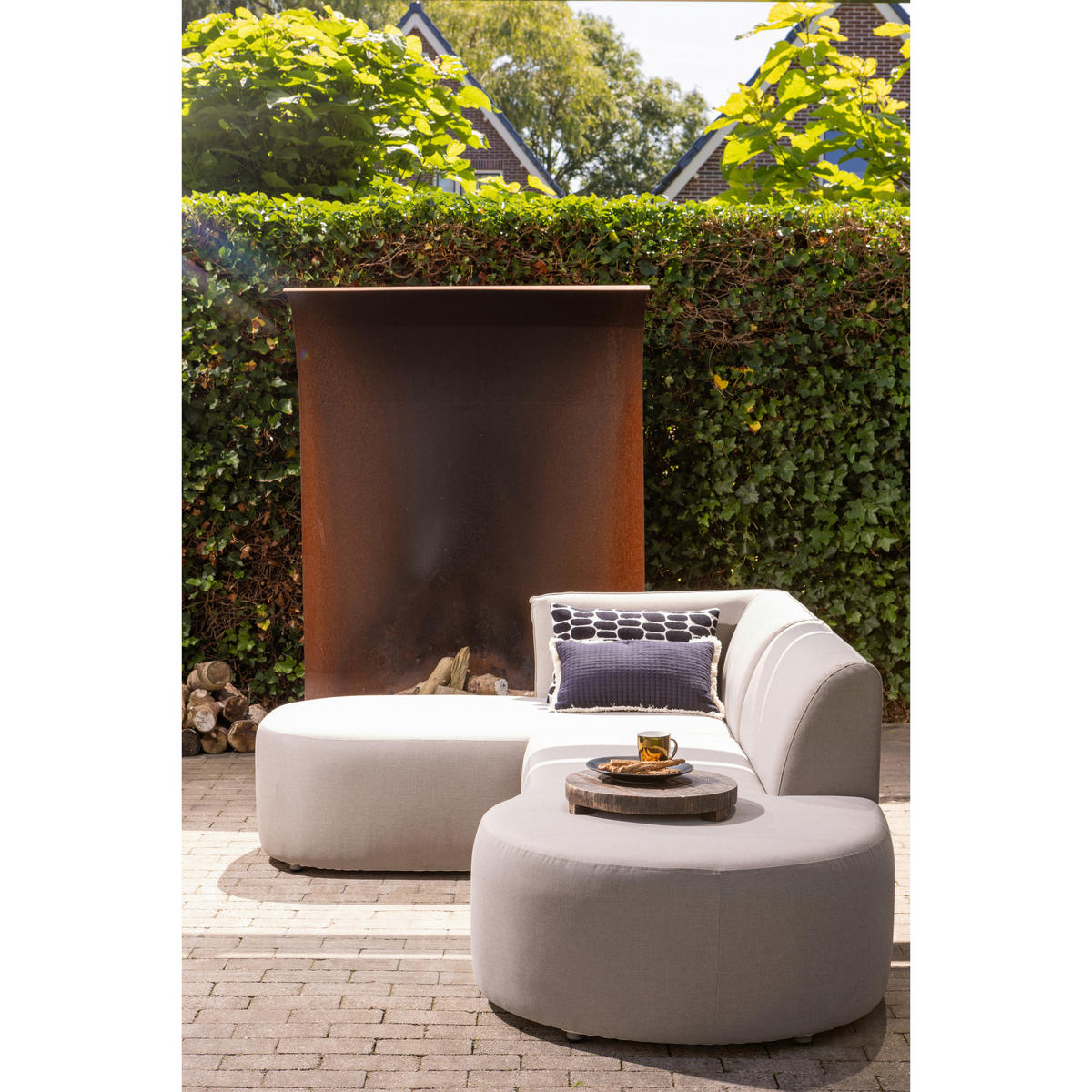 LOUNGEGARNITUR 168/258 cm Aluminium  - Sandfarben, MODERN, Textil/Metall (168/258cm) - Livetastic
