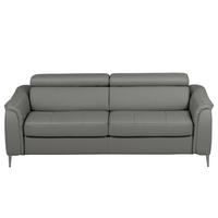 SCHLAFSOFA PAFOS in Lederlook Echtleder Dunkelgrau  - Dunkelgrau/Schwarz, Design, Leder/Textil (203/77-98/103cm) - MID.YOU