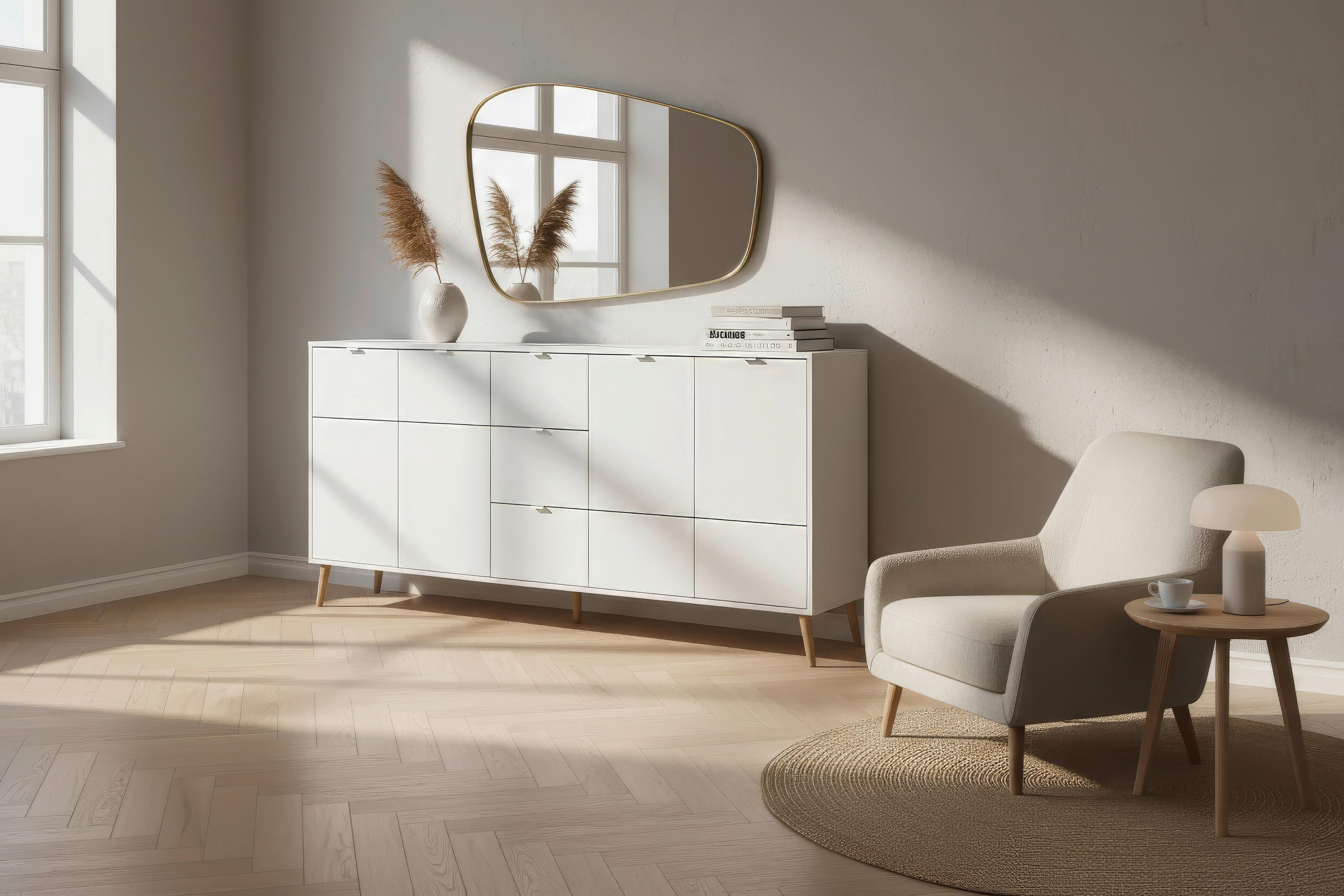 SIDEBOARD Soma  in 190/90/40 cm  - Eichefarben/Weiß, Design, Holzwerkstoff/Kunststoff (190/90/40cm) - MID.YOU