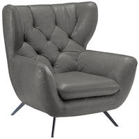 CHESTERFIELD-SESSEL in Mikrofaser Grau  - Schwarz/Grau, Design, Textil/Metall (100/106/95cm) - Pure Home Lifestyle