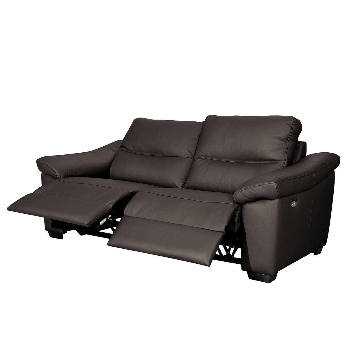 2-SITZER-SOFA  in Echtleder Braun   - Schwarz/Braun, Design, Leder/Holz (174/97/97cm) - Livetastic