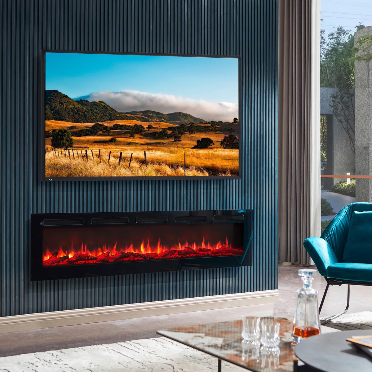 ELEKTROKAMIN - Schwarz, Basics, Metall (178/43/15cm)