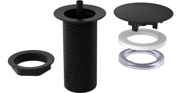 ABLAUFVENTIL 7,0/6,5/7,0 cm  - Schwarz, Basics, Metall (7,0/6,5/7,0cm) - Xora