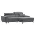 ECKSOFA in Velours Grau  - Schwarz/Grau, Design, Textil/Metall (267/181cm) - Carryhome