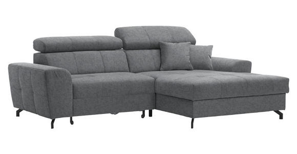 ECKSOFA in Velours Grau 267/181 cm - Schwarz/Grau, Design, Textil/Metall (267/181cm) - Carryhome