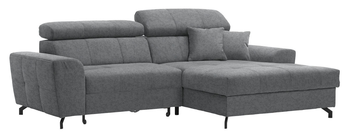 ECKSOFA Grau Velours  - Schwarz/Grau, Design, Textil/Metall (267/181cm) - Carryhome