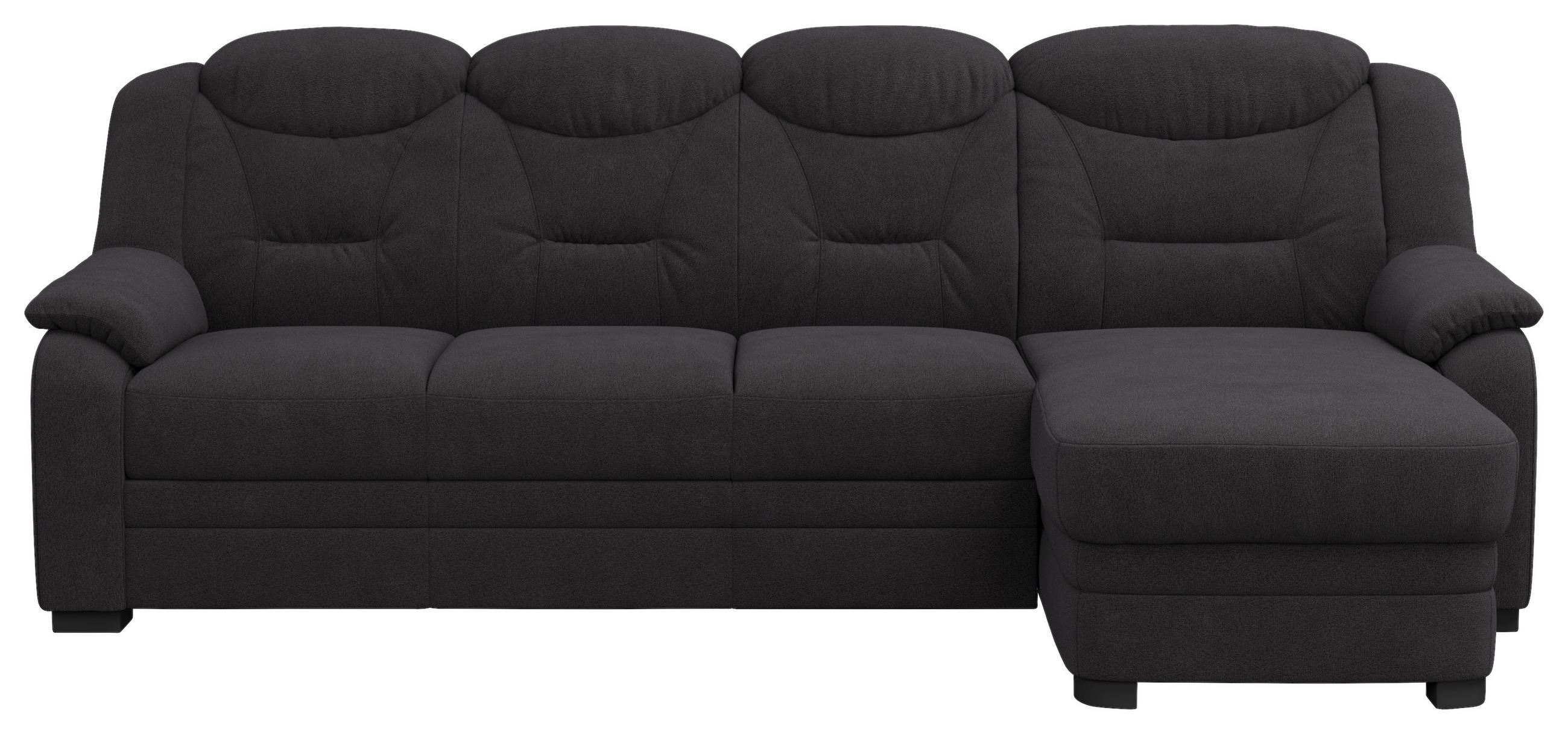 ECKSOFA Schwarz Chenille Rücken echt  - Schwarz, Basics, Kunststoff/Textil (257/162cm) - MID.YOU