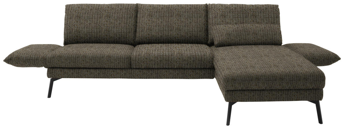 ECKSOFA in Flachgewebe Braun  277/175 cm  - Schwarz/Braun, Design, Textil/Metall (277/175cm) - Schöner Wohnen