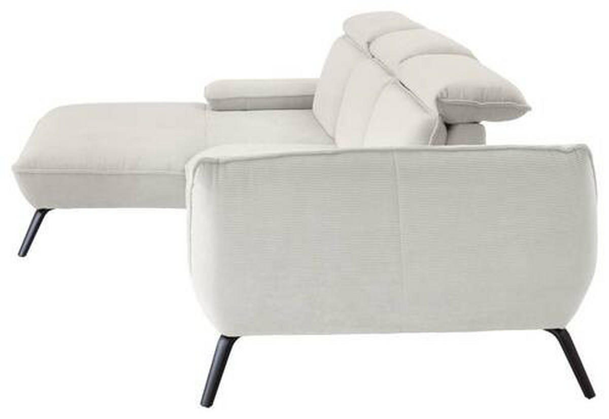 ECKSOFA in Cord Creme  - Creme/Schwarz, Design, Textil/Metall (202/301cm) - Moderano