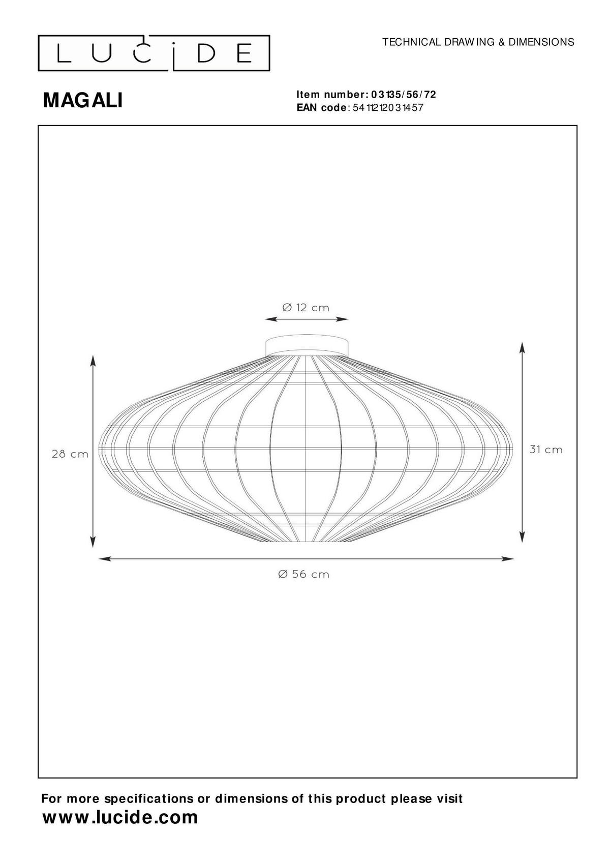 DECKENLEUCHTE    56/56/31 cm  - Natur, Naturmaterialien (56/56/31cm) - Lucide