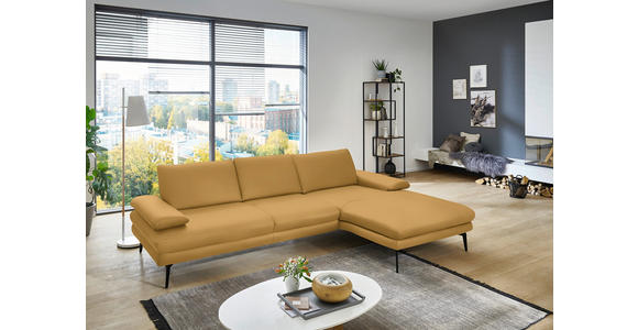 ECKSOFA in Echtleder Gelb  310/180 cm  - Gelb/Schwarz, Design, Leder/Metall (310/180cm) - Dieter Knoll