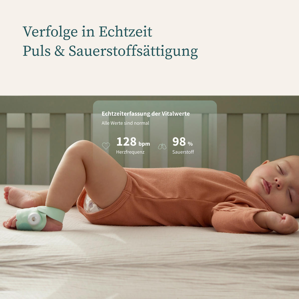 PULSOXIMETER Dream Sock - Mintgrün, Basics, Kunststoff/Textil (0.014kg) - Owlet