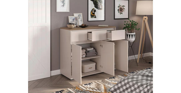 KOMMODE , 120,1/102,8/48 cm, 3 Schublade(n)  - Kaschmir/Eichefarben, Design, Holzwerkstoff/Kunststoff (120,1/102,8/48cm) - Carryhome