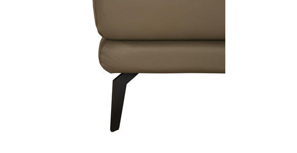 ECKSOFA in Echtleder Graubraun  - Graubraun/Schwarz, Design, Leder/Metall (184/288cm) - Novel