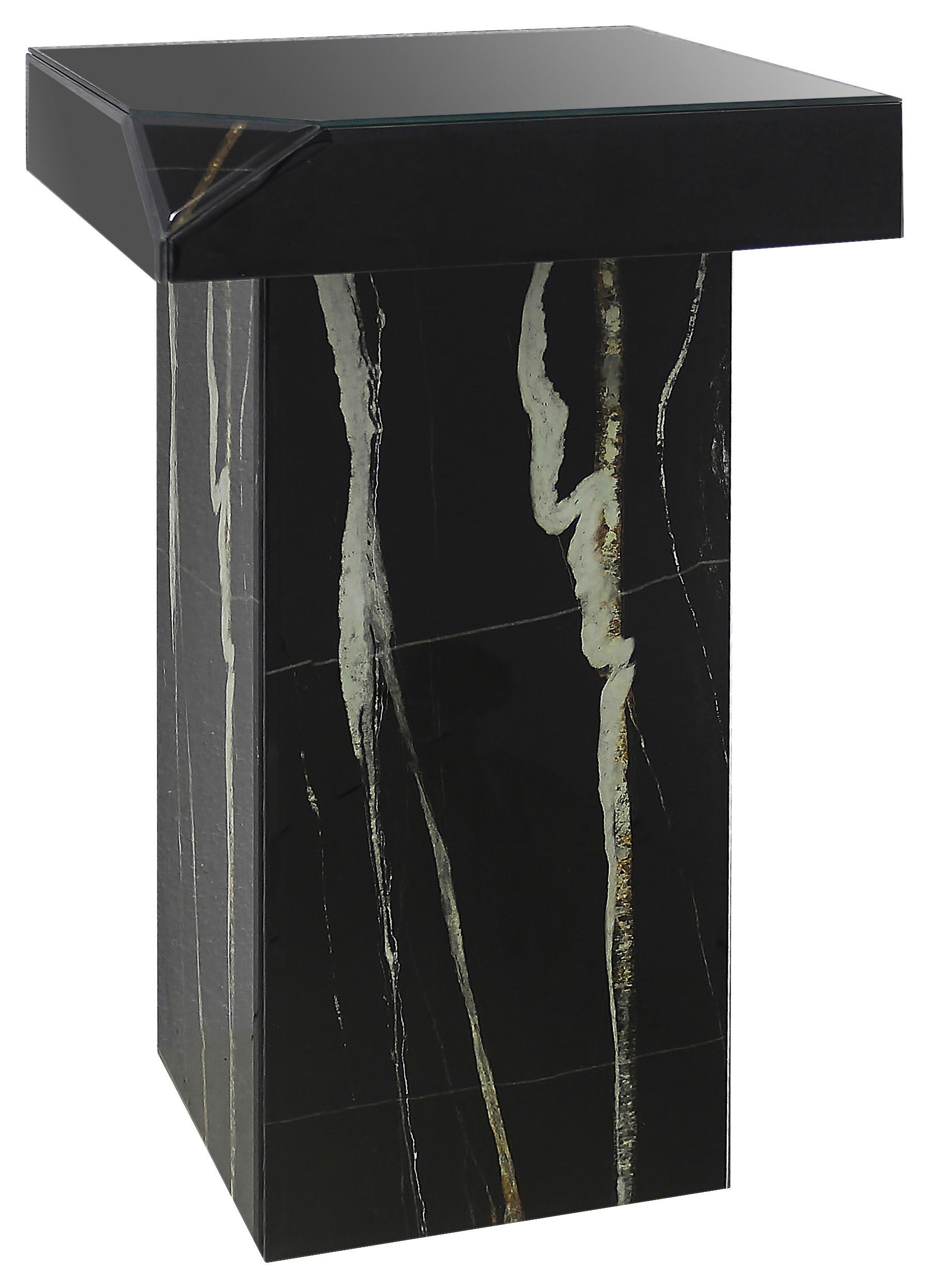 BEISTELLTISCH 30/30/51 cm Schwarz, Weiß quadratisch  - Schwarz/Weiß, Trend, Glas/Holzwerkstoff (30/30/51cm) - Xora