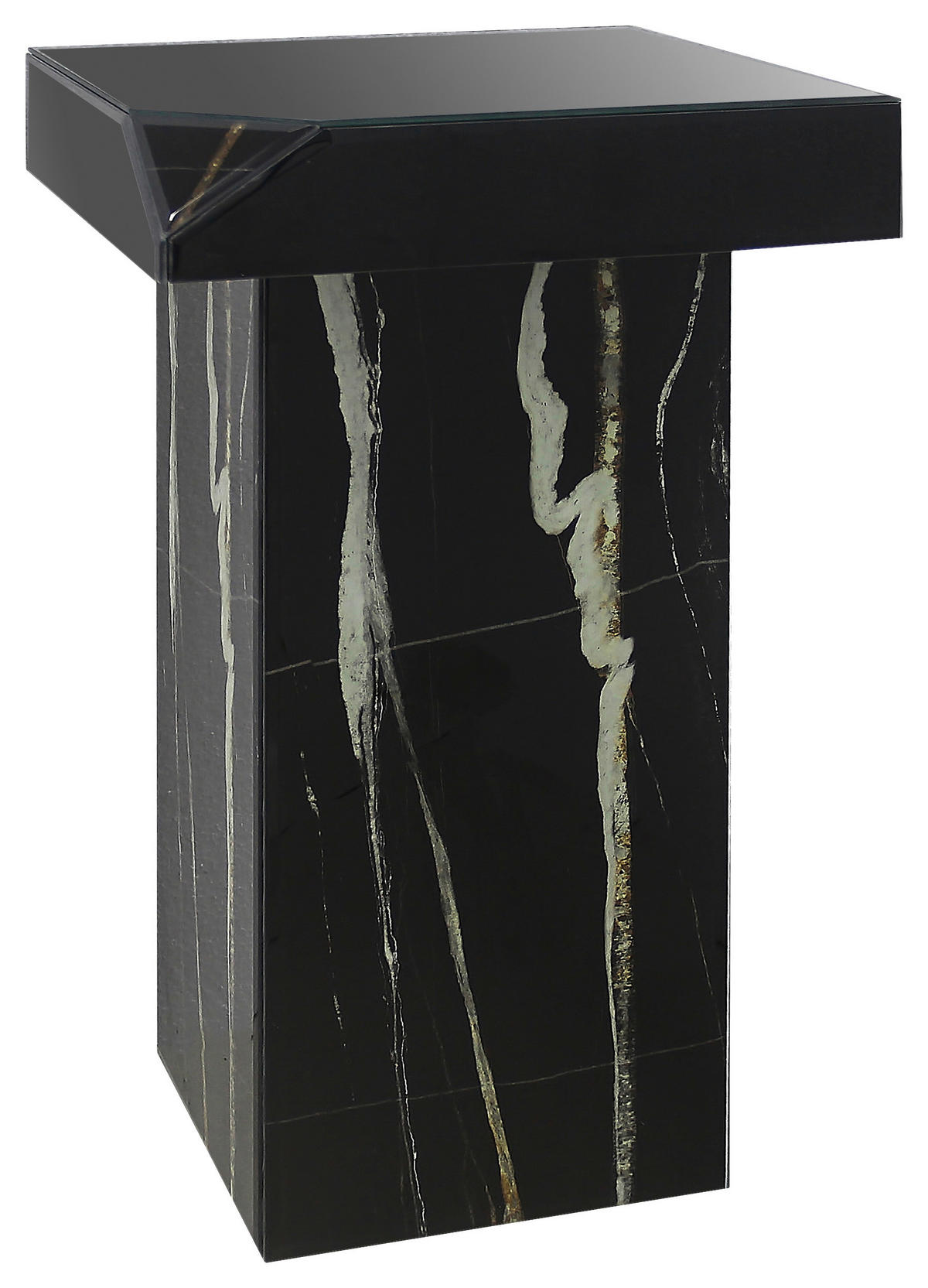 KISASZTAL Üveg, faalapú anyag 30/30/51 cm  - fekete/fehér, Trend, faalapú anyag/Üveg (30/30/51cm) - Xora