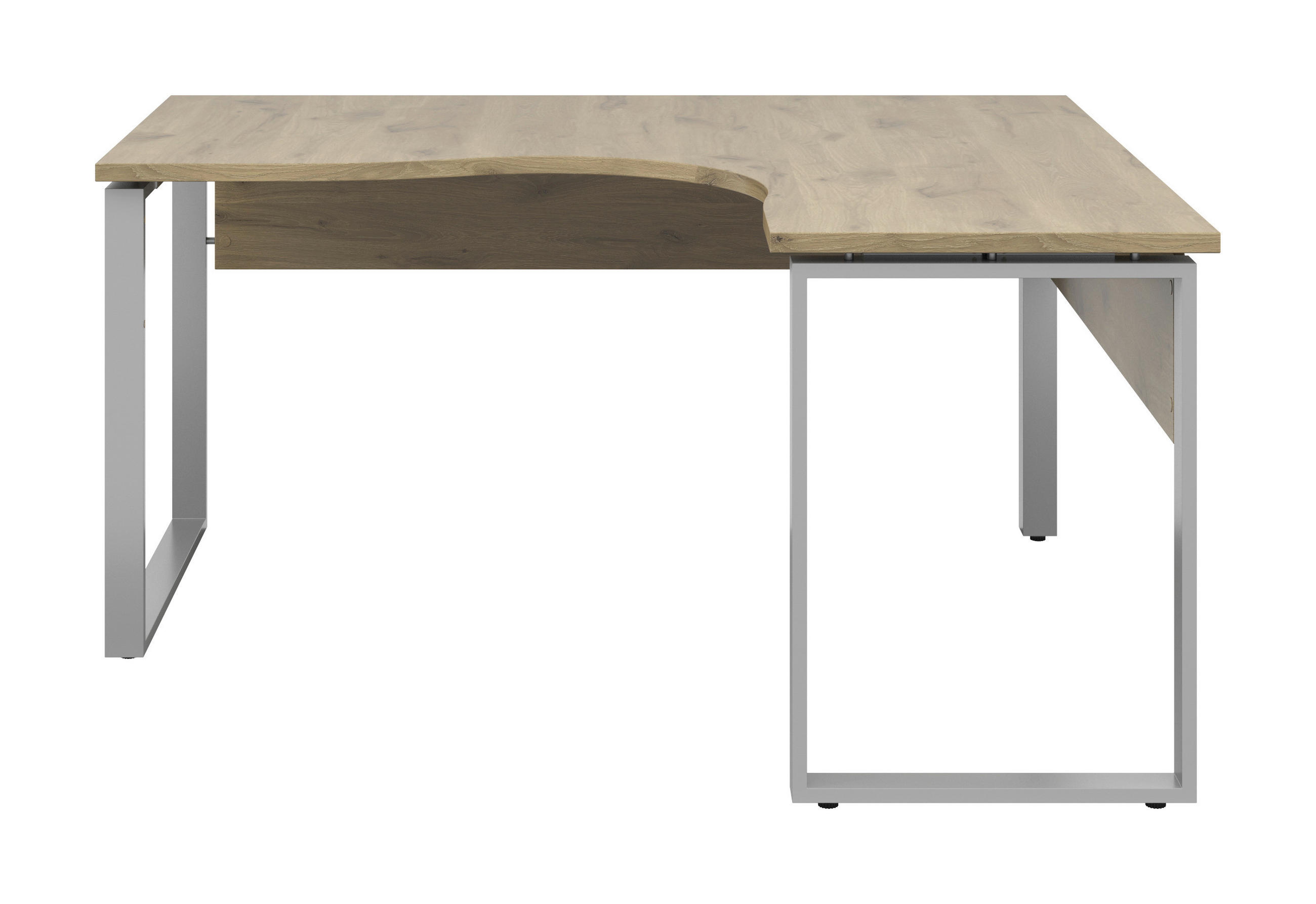 KOTNA PISALNA MIZA leseni material bela, barve hrasta  - barve hrasta/bela, Konvencionalno, kovina/leseni material (160/140/77,8cm) - Voleo