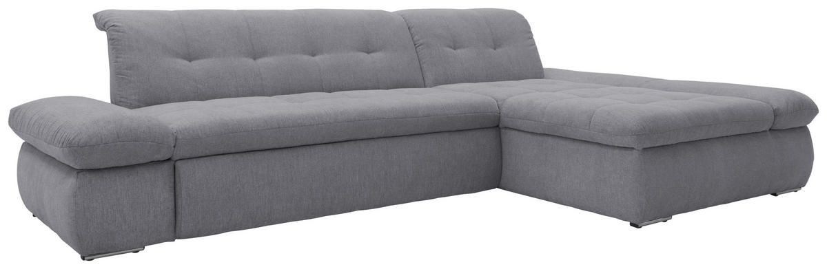 ECKSOFA Dunkelgrau Mikrofaser  - Chromfarben/Dunkelgrau, KONVENTIONELL, Textil/Metall (300/172cm) - MID.YOU