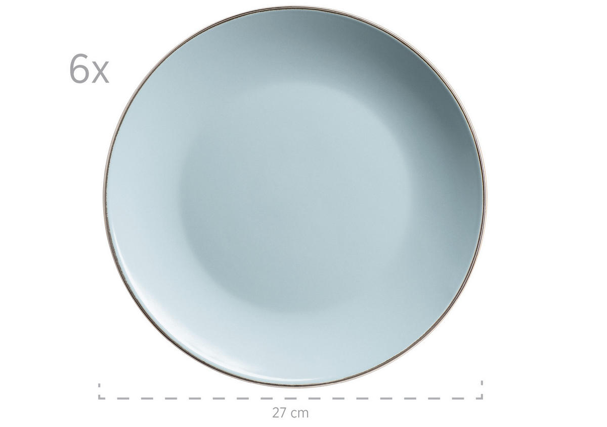 KOMBISERVICE Metallic Rim 24-teilig  - Blau, Basics, Keramik (43/32,5/32cm) - Mäser