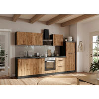 KÜCHENLEERBLOCK 300 cm   Graphitfarben, Eiche Wotan  - Schieferfarben/Eiche Wotan, Basics, Holzwerkstoff/Metall (300cm) - Held