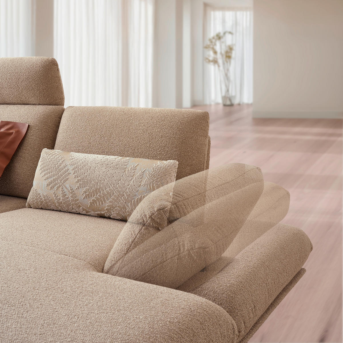 ECKSOFA in Flachgewebe Beige  - Beige/Schwarz, Design, Textil/Metall (234/155cm) - Dieter Knoll